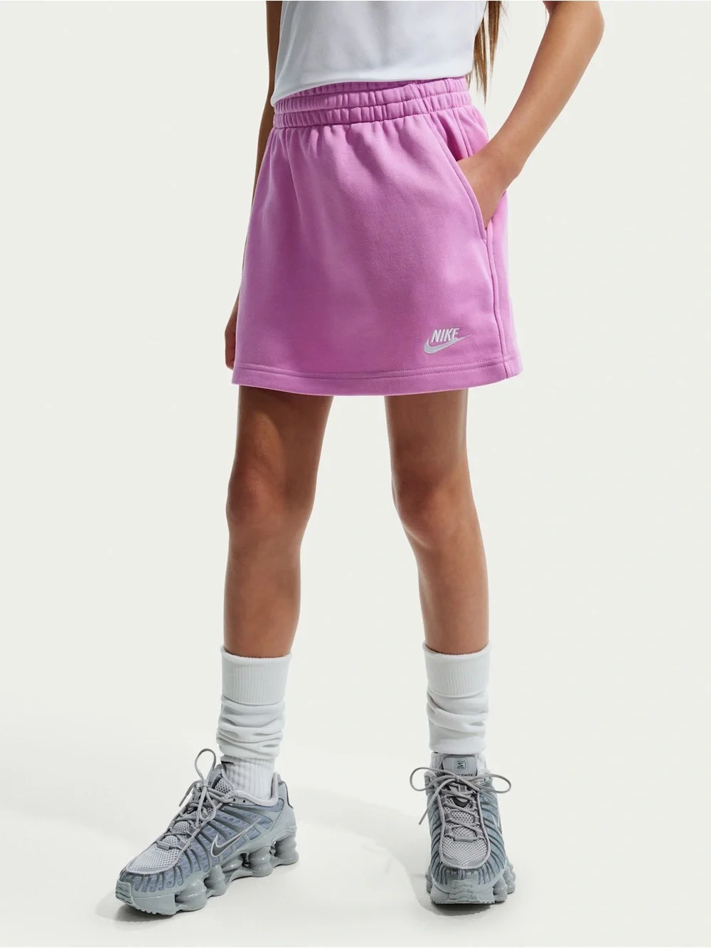 Nike Sportswear Club (Girls') French Terry Skirt Skort Pink “Magic Flamingo”